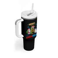 Merry Chrismukkah Tumbler With Handle Happy Christmas Hanukkah Jewish Santa Snowman - Wonder Print Shop