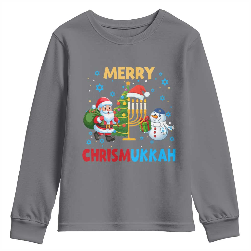 Merry Chrismukkah Youth Sweatshirt Happy Christmas Hanukkah Jewish Santa Snowman - Wonder Print Shop