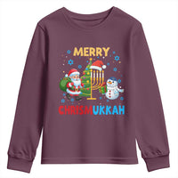 Merry Chrismukkah Youth Sweatshirt Happy Christmas Hanukkah Jewish Santa Snowman - Wonder Print Shop