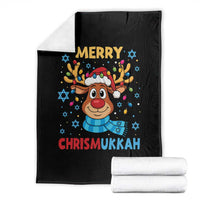 Merry Chrismukkah Throw Blanket Jewish Happy Christmas Hanukkah Reindeer Menorah - Wonder Print Shop