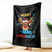 Merry Chrismukkah Throw Blanket Jewish Happy Christmas Hanukkah Reindeer Menorah - Wonder Print Shop