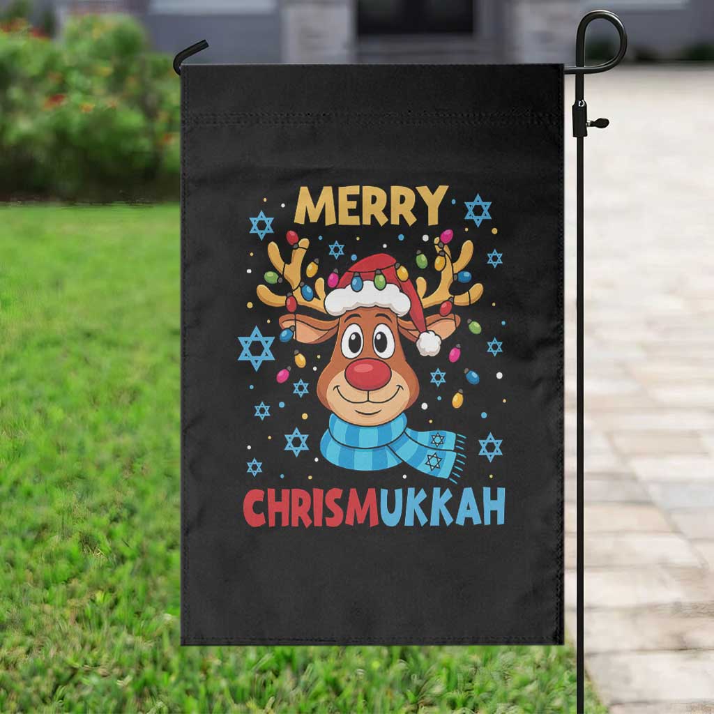 Merry Chrismukkah Garden Flag Jewish Happy Christmas Hanukkah Reindeer Menorah - Wonder Print Shop
