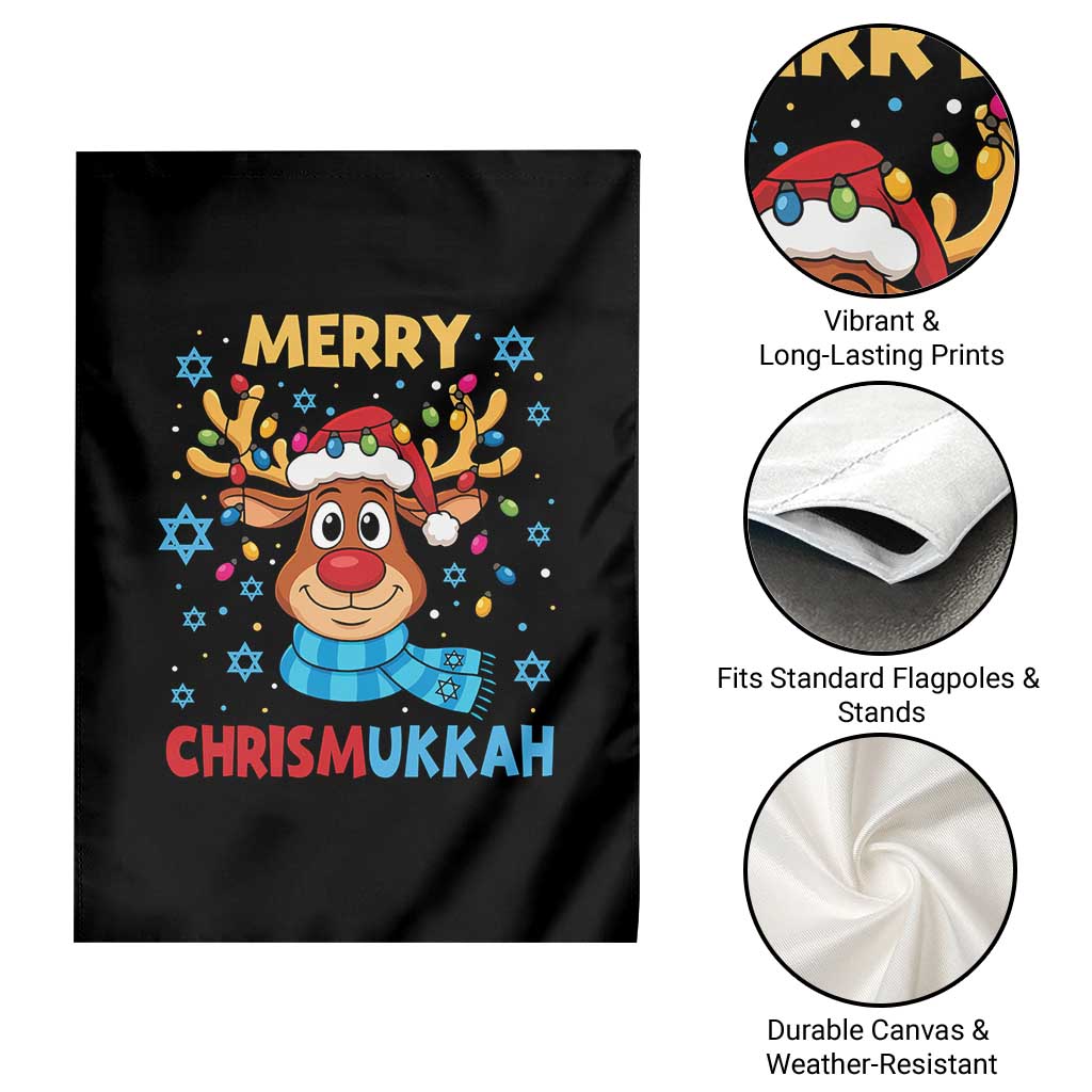 Merry Chrismukkah Garden Flag Jewish Happy Christmas Hanukkah Reindeer Menorah - Wonder Print Shop