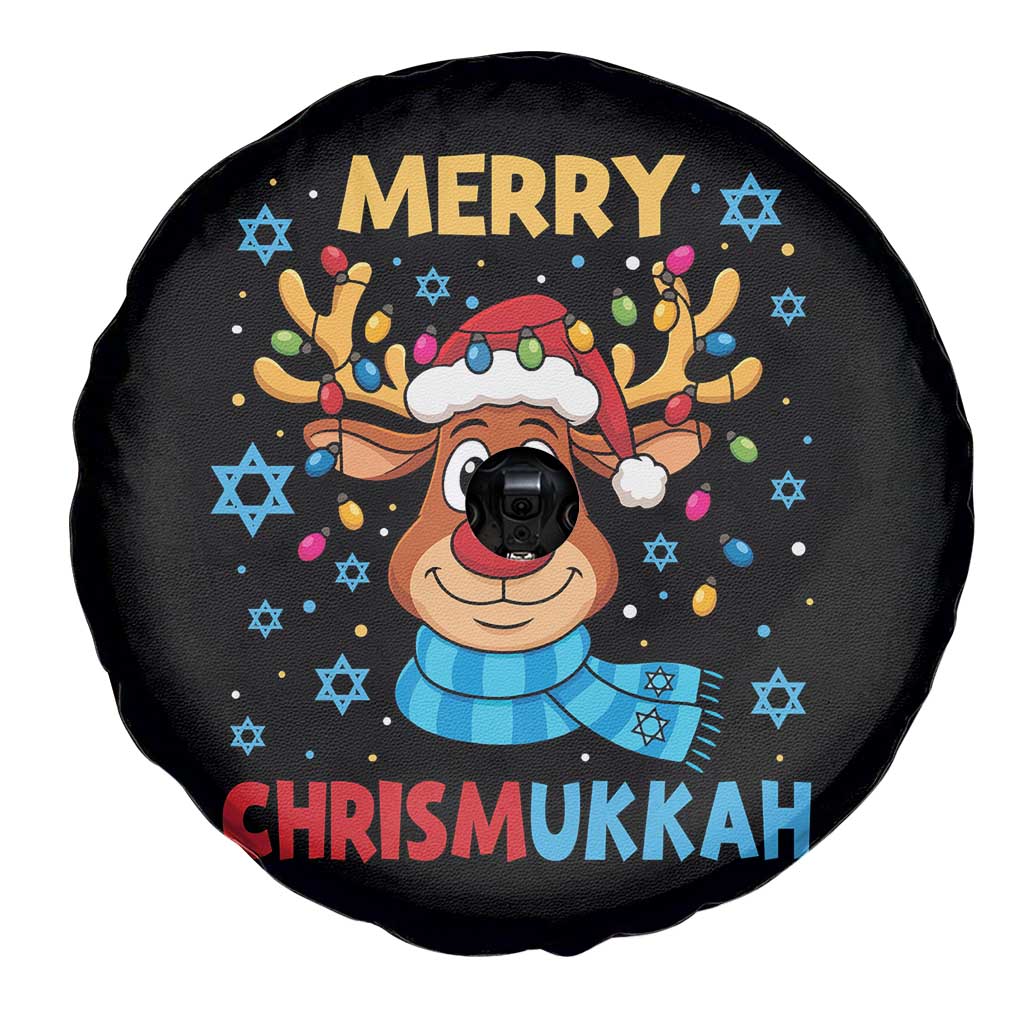 Merry Chrismukkah Spare Tire Cover Jewish Happy Christmas Hanukkah Reindeer Menorah - Wonder Print Shop