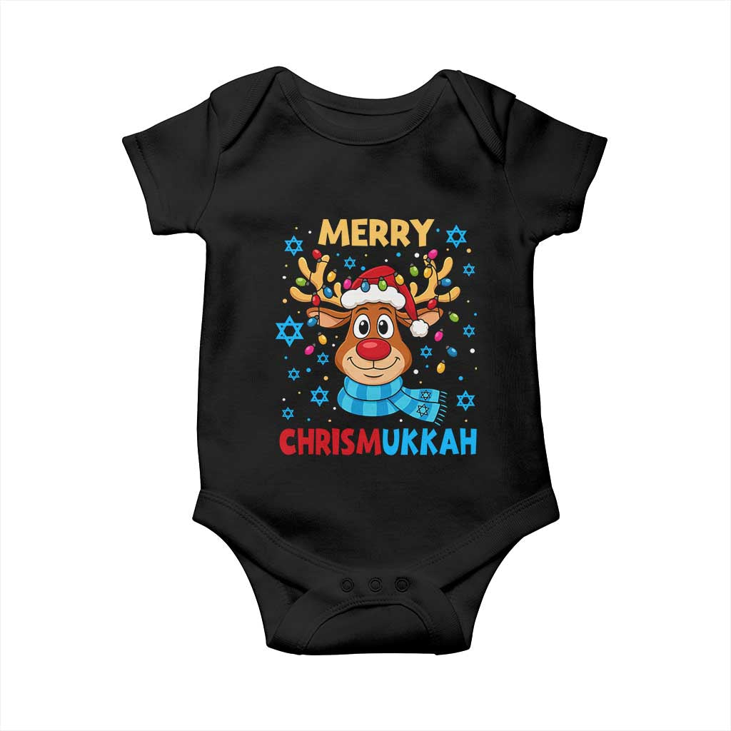 Merry Chrismukkah Baby Onesie Jewish Happy Christmas Hanukkah Reindeer Menorah - Wonder Print Shop