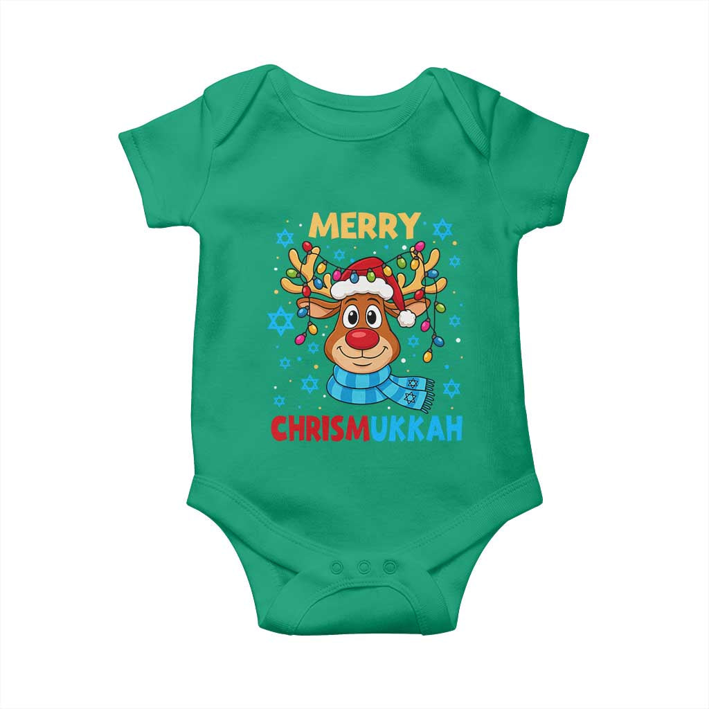 Merry Chrismukkah Baby Onesie Jewish Happy Christmas Hanukkah Reindeer Menorah - Wonder Print Shop