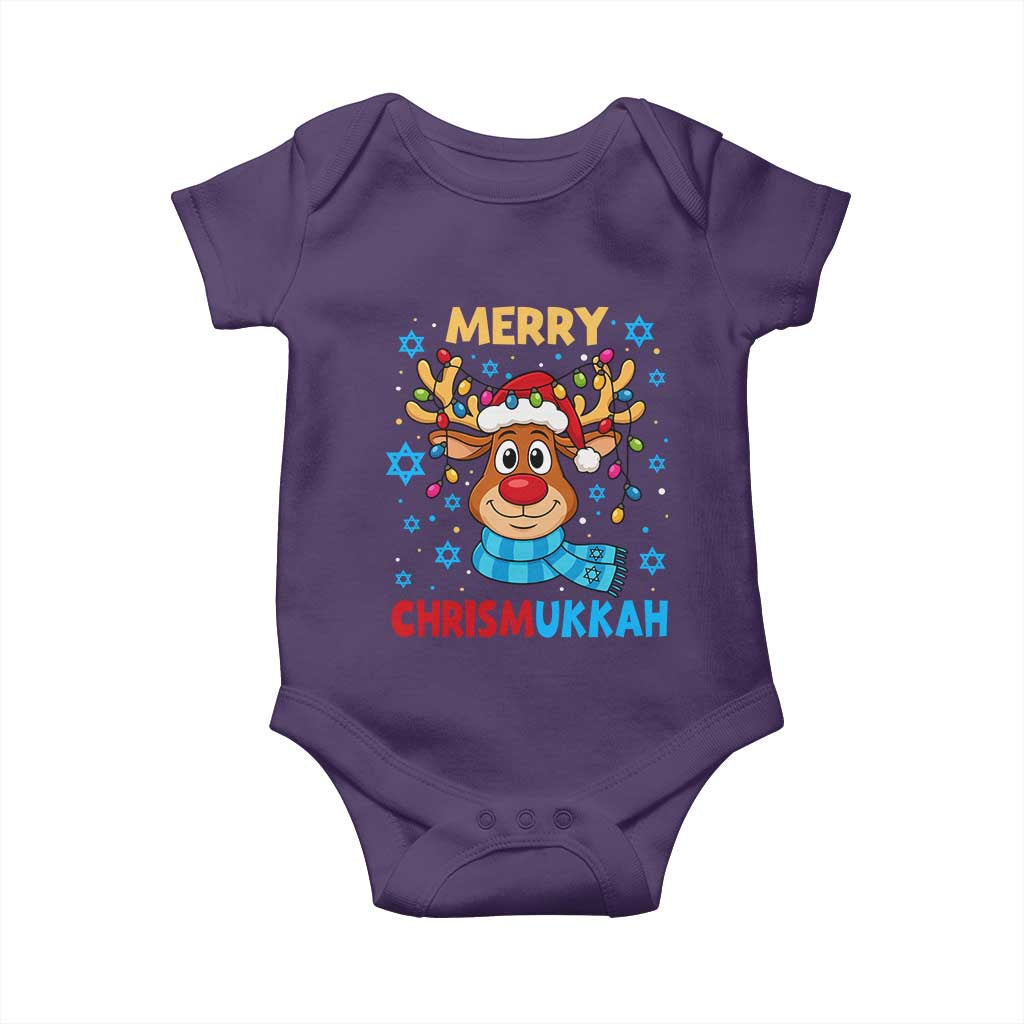 Merry Chrismukkah Baby Onesie Jewish Happy Christmas Hanukkah Reindeer Menorah - Wonder Print Shop