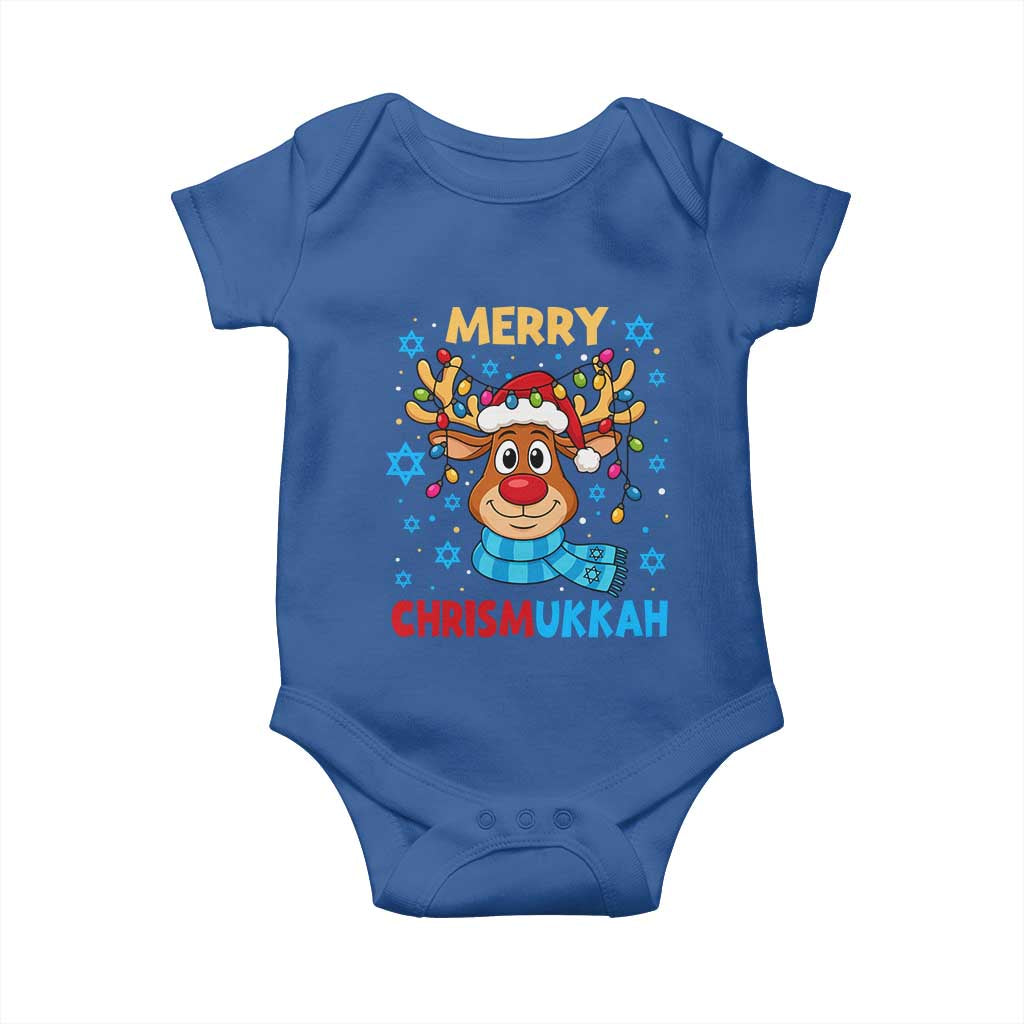 Merry Chrismukkah Baby Onesie Jewish Happy Christmas Hanukkah Reindeer Menorah - Wonder Print Shop