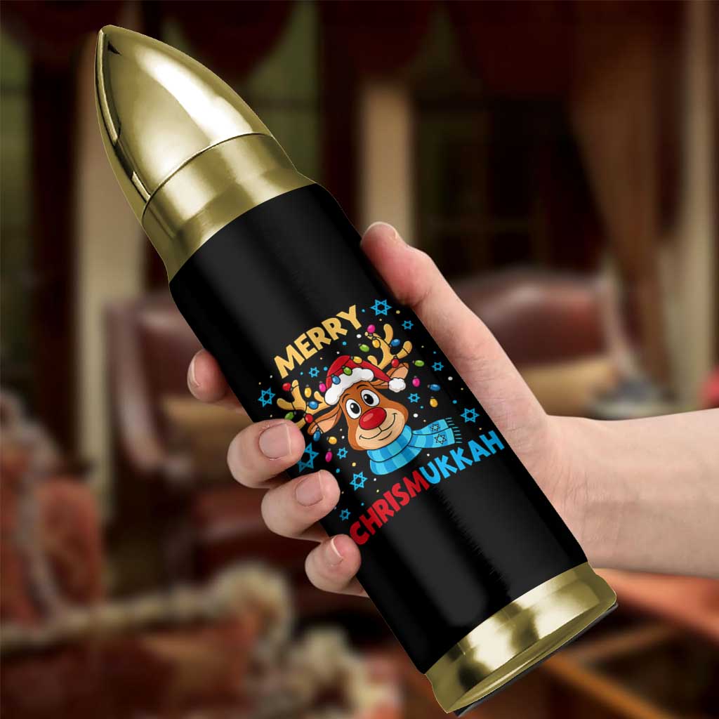 Merry Chrismukkah Bullet Tumbler Jewish Happy Christmas Hanukkah Reindeer Menorah - Wonder Print Shop