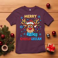 Merry Chrismukkah T Shirt Jewish Happy Christmas Hanukkah Reindeer Menorah - Wonder Print Shop