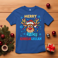 Merry Chrismukkah T Shirt Jewish Happy Christmas Hanukkah Reindeer Menorah - Wonder Print Shop