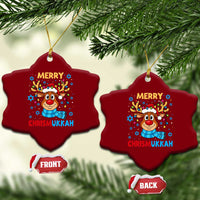 Merry Chrismukkah Ceramic Ornament Jewish Happy Christmas Hanukkah Reindeer Menorah - Wonder Print Shop