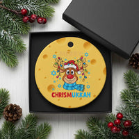 Merry Chrismukkah Ceramic Ornament Jewish Happy Christmas Hanukkah Reindeer Menorah - Wonder Print Shop