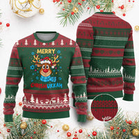 Merry Chrismukkah Ugly Christmas Sweater Jewish Happy Xmas Hanukkah Reindeer Menorah - Wonder Print Shop
