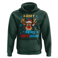 Merry Chrismukkah Hoodie Jewish Happy Christmas Hanukkah Reindeer Menorah - Wonder Print Shop