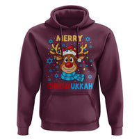 Merry Chrismukkah Hoodie Jewish Happy Christmas Hanukkah Reindeer Menorah - Wonder Print Shop