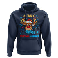 Merry Chrismukkah Hoodie Jewish Happy Christmas Hanukkah Reindeer Menorah - Wonder Print Shop