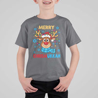 Merry Chrismukkah T Shirt For Kid Jewish Happy Christmas Hanukkah Reindeer Menorah - Wonder Print Shop