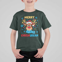 Merry Chrismukkah T Shirt For Kid Jewish Happy Christmas Hanukkah Reindeer Menorah - Wonder Print Shop