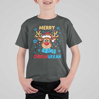 Merry Chrismukkah T Shirt For Kid Jewish Happy Christmas Hanukkah Reindeer Menorah - Wonder Print Shop