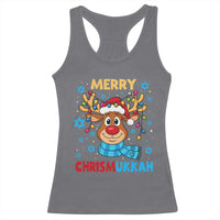 Merry Chrismukkah Racerback Tank Top Jewish Happy Christmas Hanukkah Reindeer Menorah - Wonder Print Shop