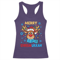 Merry Chrismukkah Racerback Tank Top Jewish Happy Christmas Hanukkah Reindeer Menorah - Wonder Print Shop