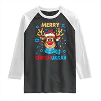 Merry Chrismukkah Raglan Shirt Jewish Happy Christmas Hanukkah Reindeer Menorah - Wonder Print Shop
