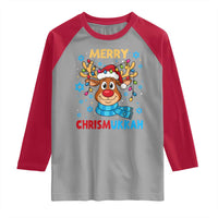 Merry Chrismukkah Raglan Shirt Jewish Happy Christmas Hanukkah Reindeer Menorah - Wonder Print Shop