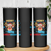 Merry Chrismukkah Skinny Tumbler Jewish Happy Christmas Hanukkah Reindeer Menorah - Wonder Print Shop