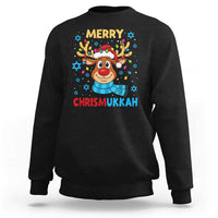 Merry Chrismukkah Sweatshirt Jewish Happy Christmas Hanukkah Reindeer Menorah - Wonder Print Shop