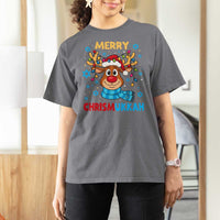 Merry Chrismukkah T Shirt For Women Jewish Happy Christmas Hanukkah Reindeer Menorah - Wonder Print Shop