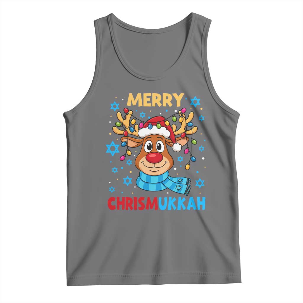Merry Chrismukkah Tank Top Jewish Happy Christmas Hanukkah Reindeer Menorah - Wonder Print Shop
