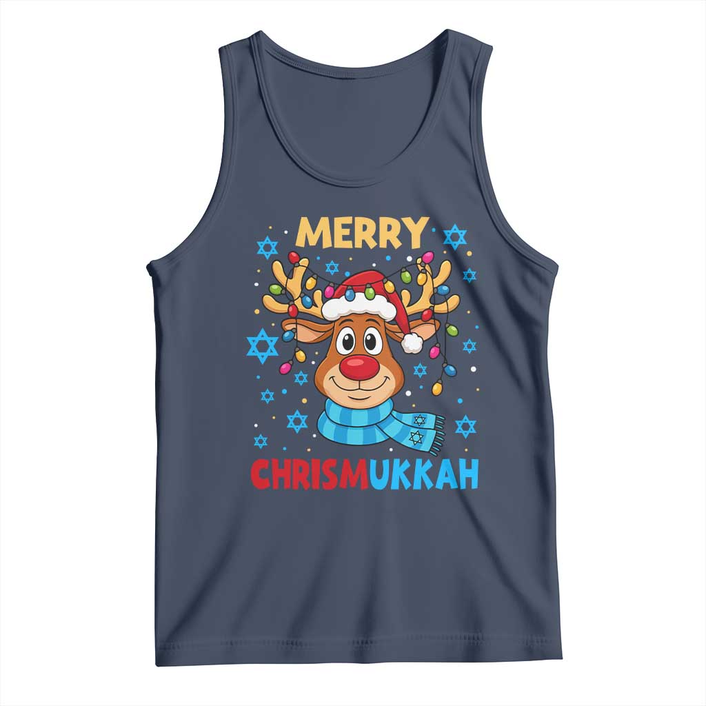 Merry Chrismukkah Tank Top Jewish Happy Christmas Hanukkah Reindeer Menorah - Wonder Print Shop