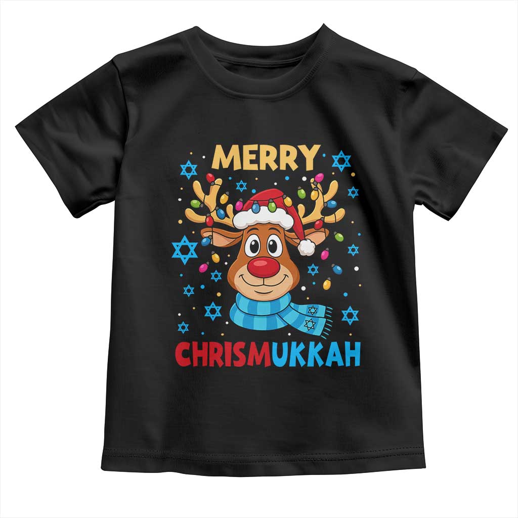 Merry Chrismukkah Toddler T Shirt Jewish Happy Christmas Hanukkah Reindeer Menorah - Wonder Print Shop