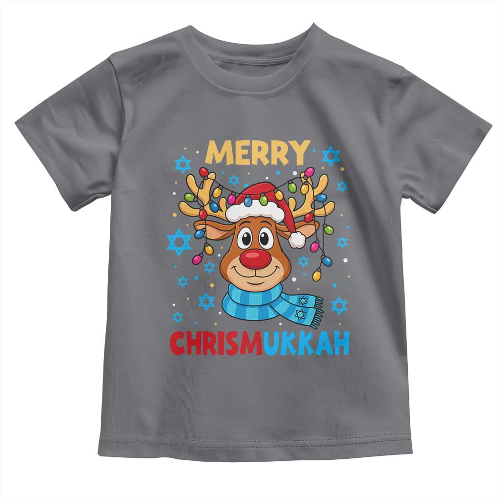 Merry Chrismukkah Toddler T Shirt Jewish Happy Christmas Hanukkah Reindeer Menorah - Wonder Print Shop
