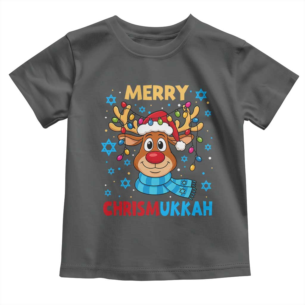 Merry Chrismukkah Toddler T Shirt Jewish Happy Christmas Hanukkah Reindeer Menorah - Wonder Print Shop