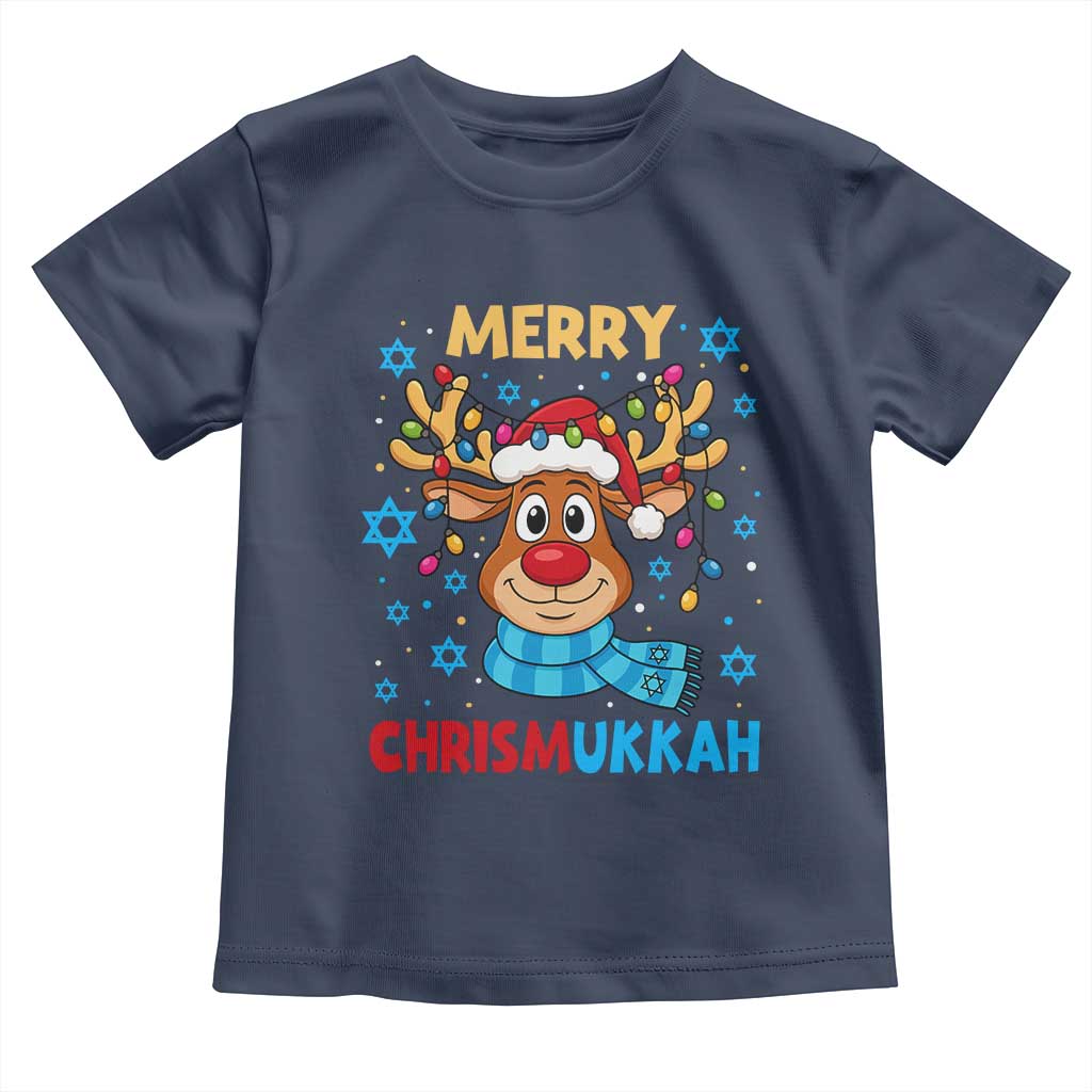 Merry Chrismukkah Toddler T Shirt Jewish Happy Christmas Hanukkah Reindeer Menorah - Wonder Print Shop