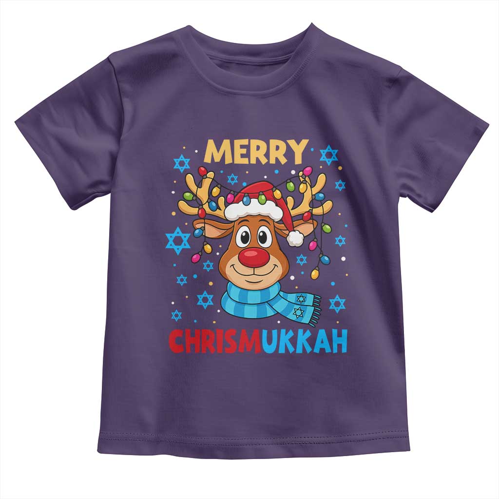 Merry Chrismukkah Toddler T Shirt Jewish Happy Christmas Hanukkah Reindeer Menorah - Wonder Print Shop