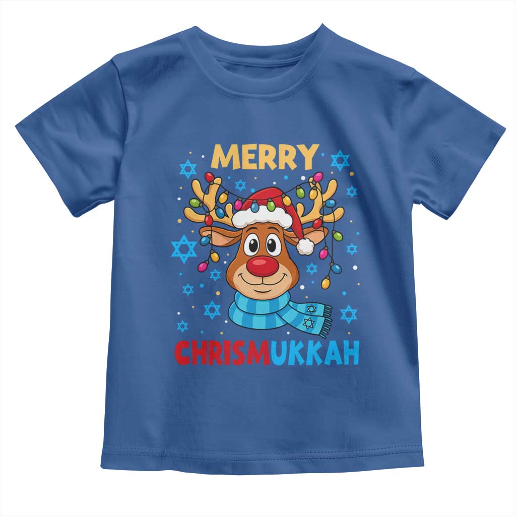 Merry Chrismukkah Toddler T Shirt Jewish Happy Christmas Hanukkah Reindeer Menorah - Wonder Print Shop