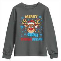 Merry Chrismukkah Youth Sweatshirt Jewish Happy Christmas Hanukkah Reindeer Menorah - Wonder Print Shop