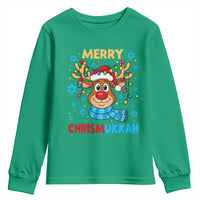 Merry Chrismukkah Youth Sweatshirt Jewish Happy Christmas Hanukkah Reindeer Menorah - Wonder Print Shop