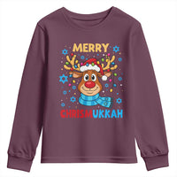 Merry Chrismukkah Youth Sweatshirt Jewish Happy Christmas Hanukkah Reindeer Menorah - Wonder Print Shop