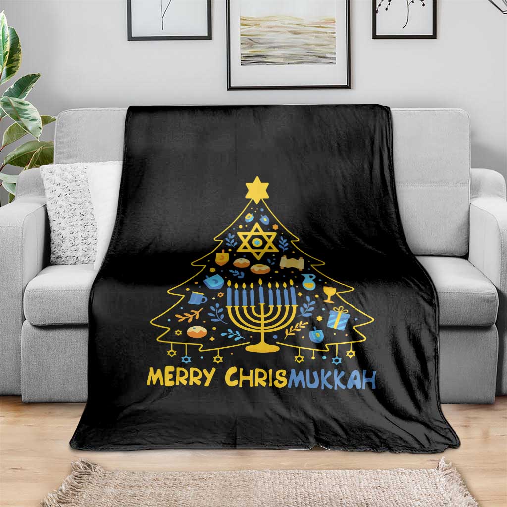 Merry Chrismukkah Throw Blanket Jewish Happy Hanukkah Christmas Tree - Wonder Print Shop
