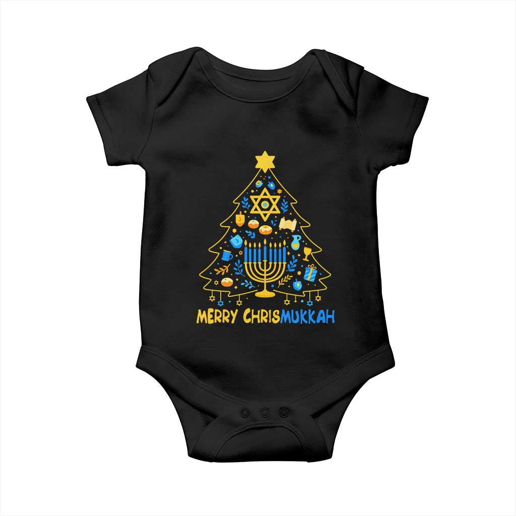 Merry Chrismukkah Baby Onesie Jewish Happy Hanukkah Christmas Tree - Wonder Print Shop