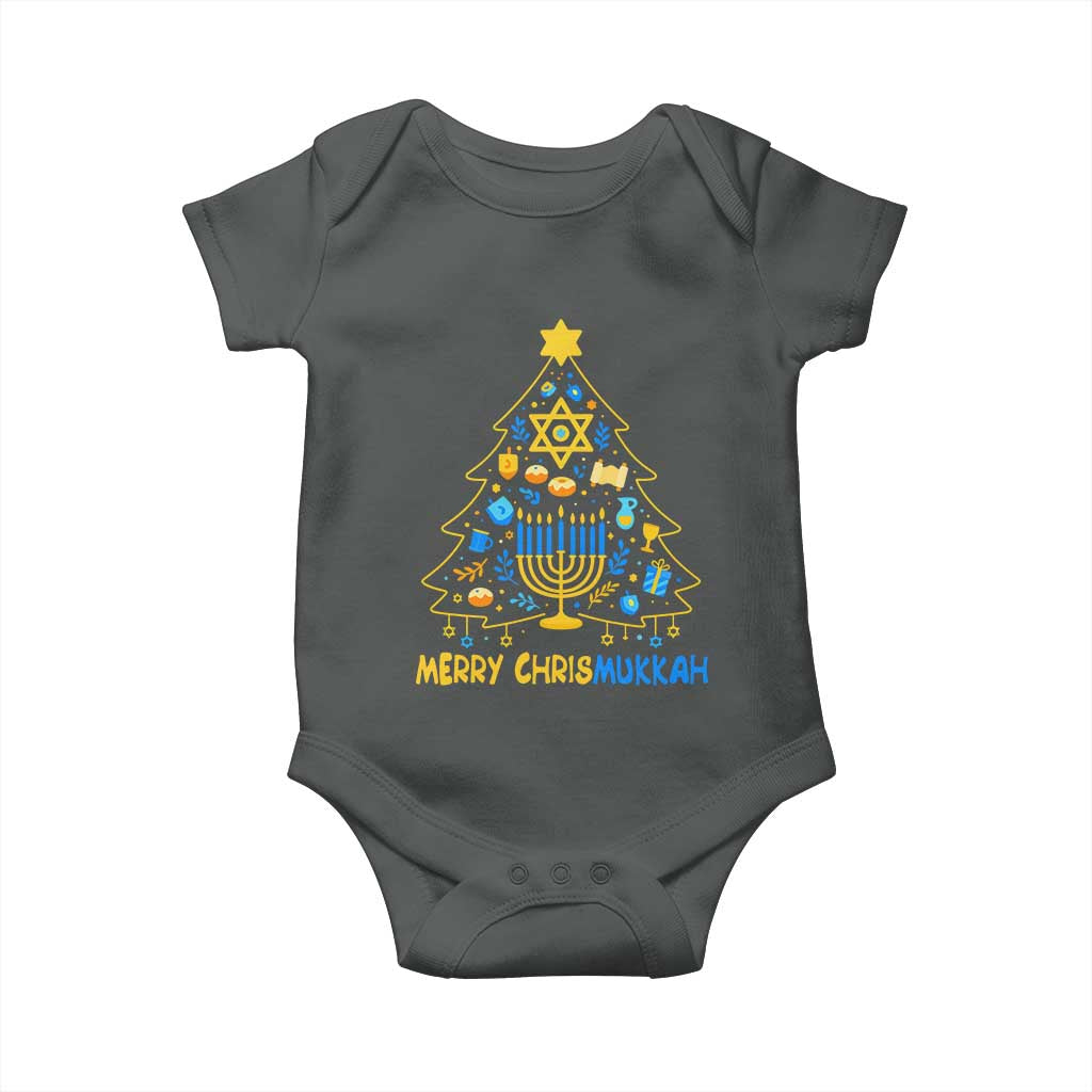 Merry Chrismukkah Baby Onesie Jewish Happy Hanukkah Christmas Tree - Wonder Print Shop