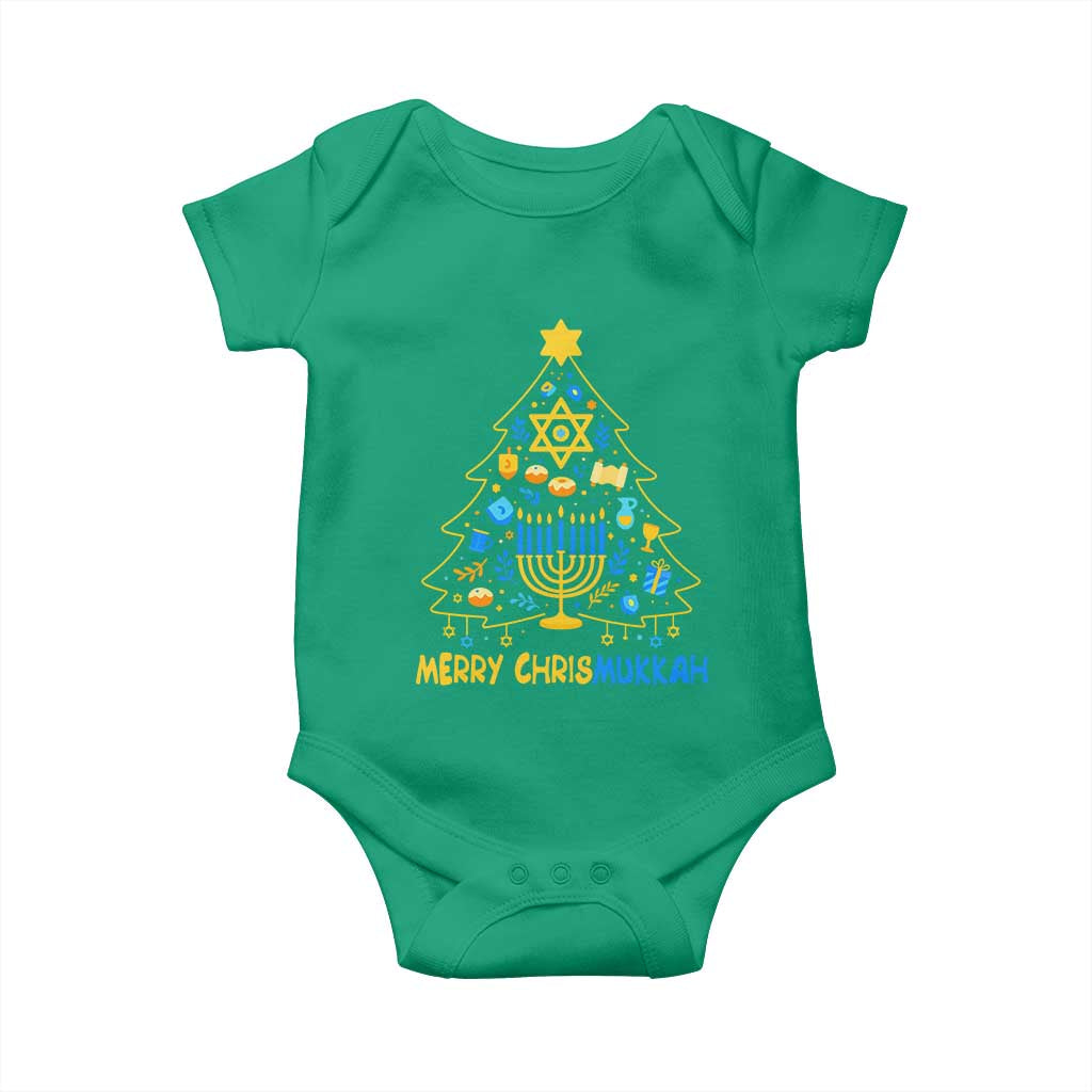 Merry Chrismukkah Baby Onesie Jewish Happy Hanukkah Christmas Tree - Wonder Print Shop