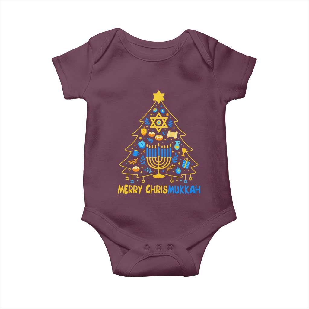 Merry Chrismukkah Baby Onesie Jewish Happy Hanukkah Christmas Tree - Wonder Print Shop