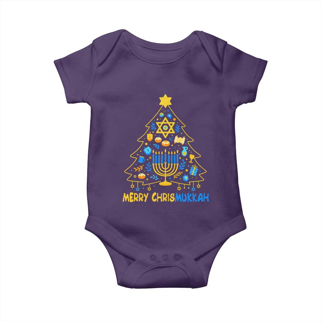 Merry Chrismukkah Baby Onesie Jewish Happy Hanukkah Christmas Tree - Wonder Print Shop