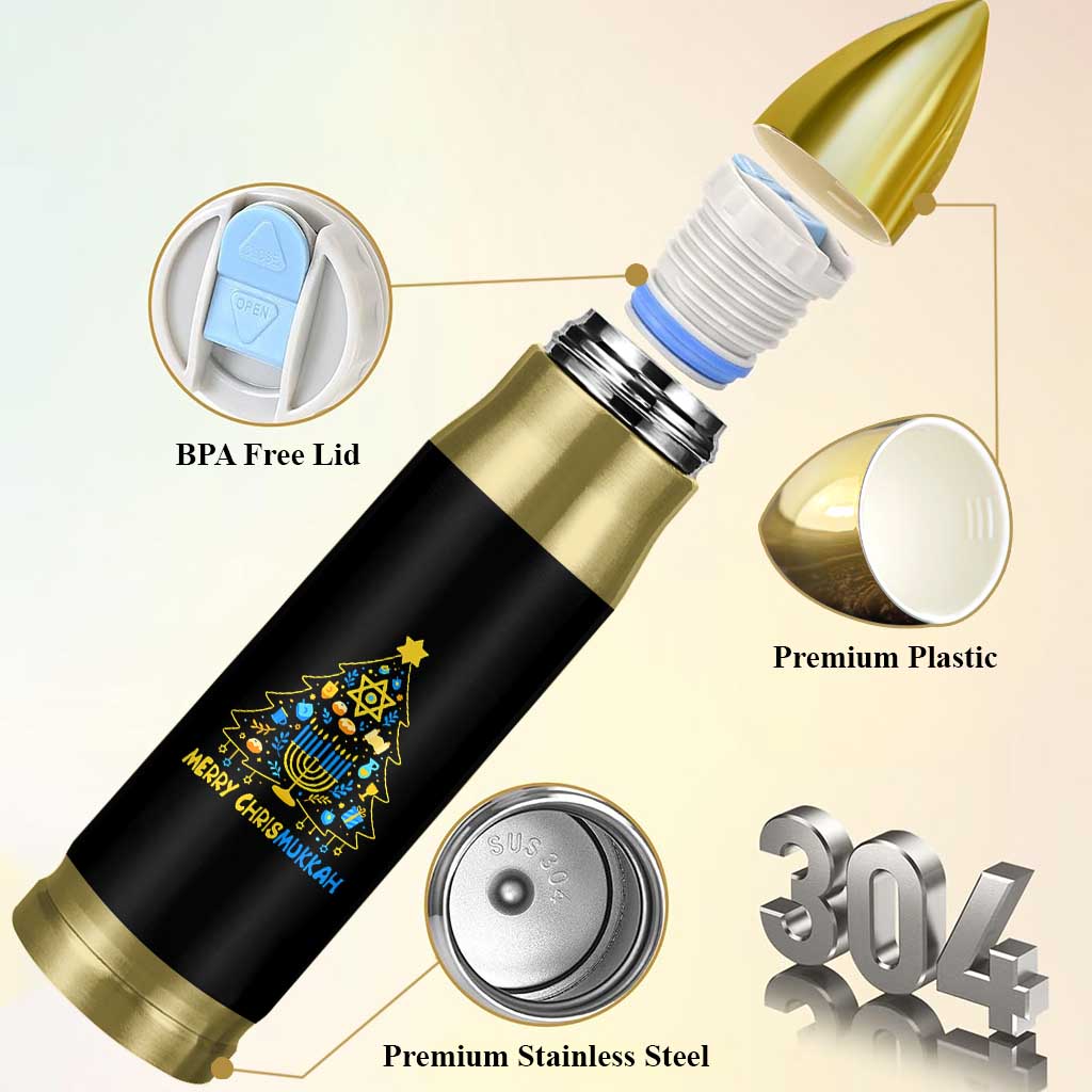 Merry Chrismukkah Bullet Tumbler Jewish Happy Hanukkah Christmas Tree - Wonder Print Shop