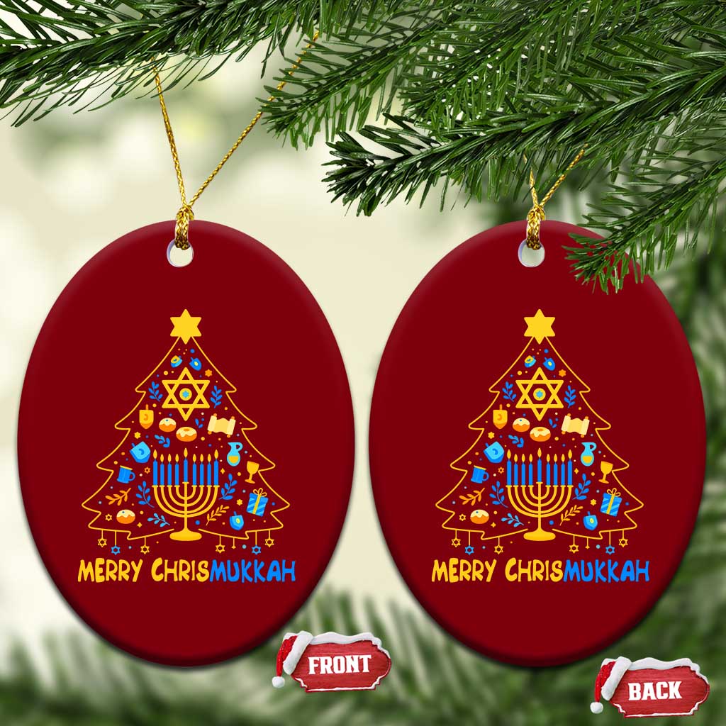 Merry Chrismukkah Ceramic Ornament Jewish Happy Hanukkah Christmas Tree - Wonder Print Shop